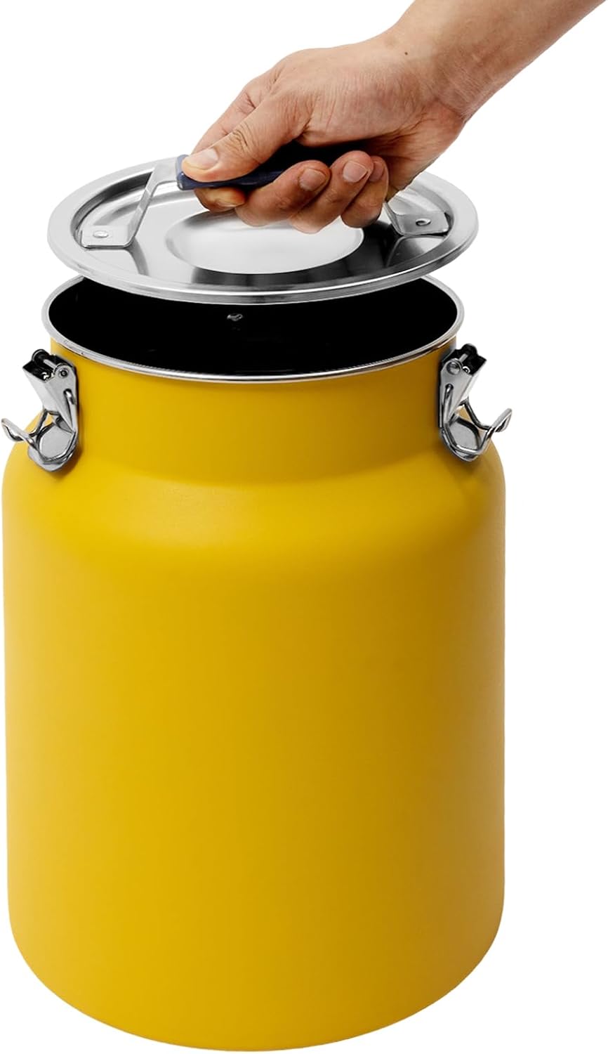 Sealed Rice Storage Container, 12L/3gal Stainless Steel Kitchen Food Storage Bin with Lids Locking Clamp, Airtight Canisters Container for Flour Rice Cereal Grain Coffee Bean (Red)
