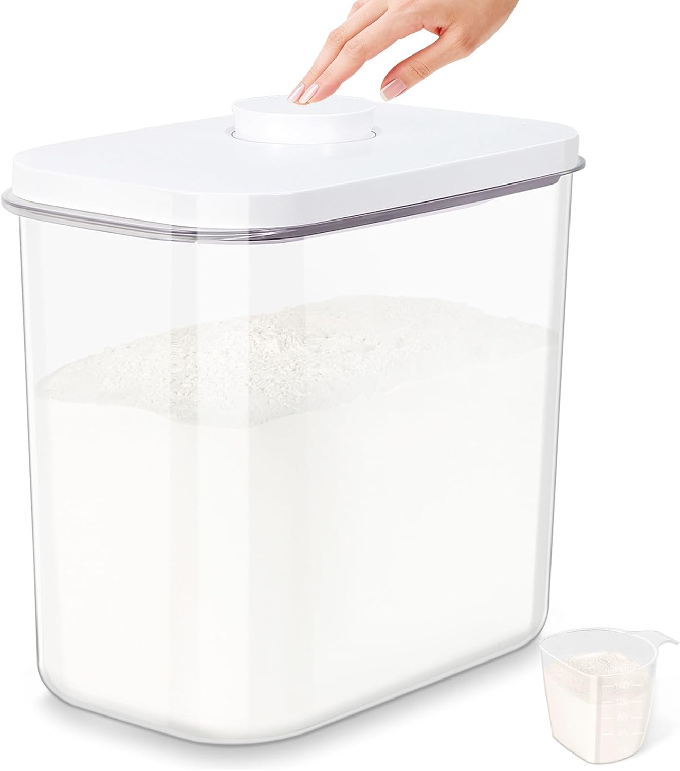 TBMAXS Rice Flour Storage Container - 6.5 Qt | 12 Lbs Crystal-Clear Plastic Food Storage Container Bin with Flip-up Lid, Dry Food Holder for Kitchen Pantry Organization and Storage