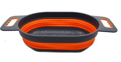 SAMMART 5L (1.3 gallon) Over The Sink Oval Colander (1, Grey/Fluorescent Green)