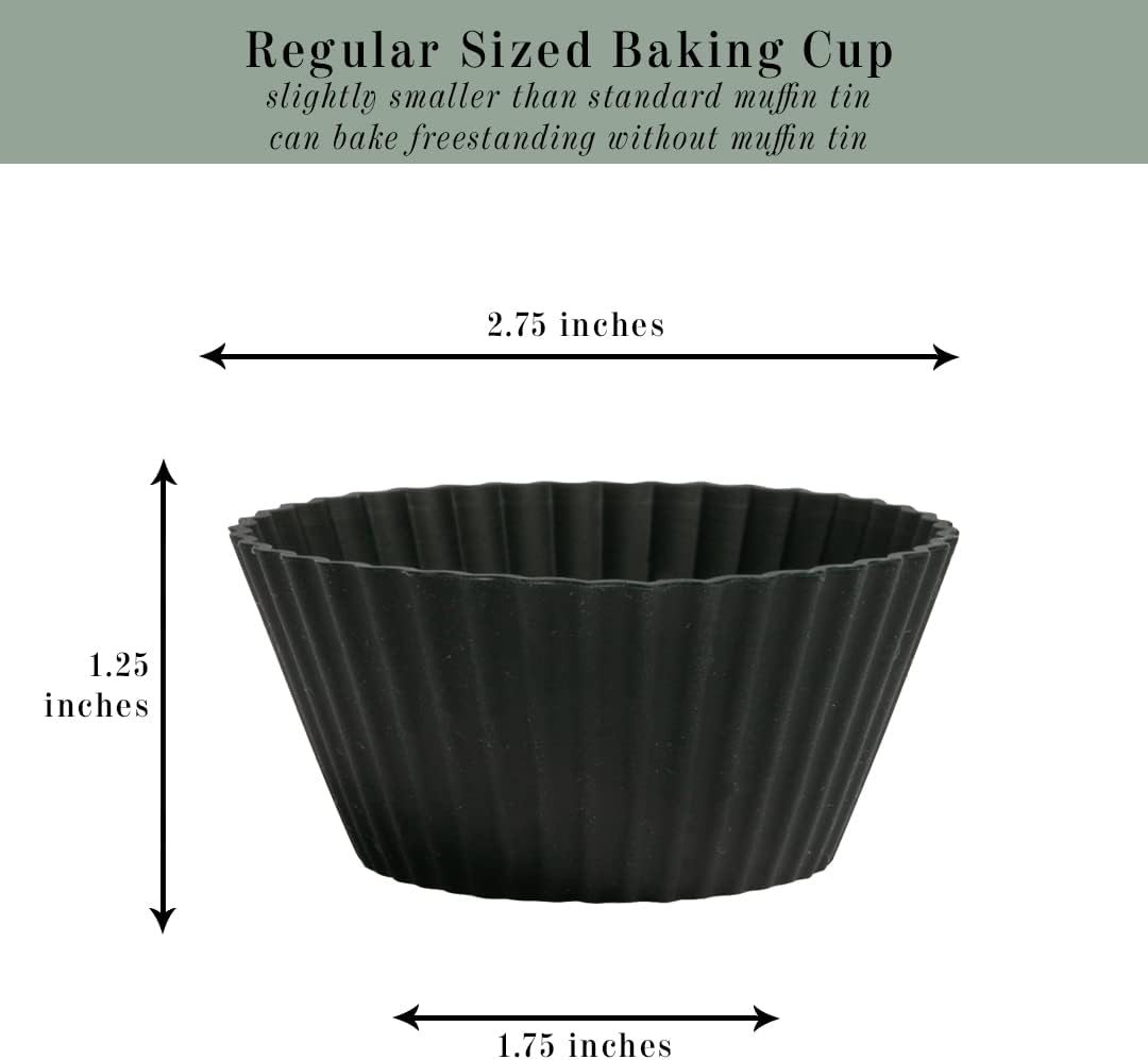 The Silicone Kitchen Reusable Silicone Bento Baking Cup, Non-Toxic, BPA Free, Dishwasher Safe Bento Box Accessories Lunch Box Dividers, Square and Rectangle, 24 Pack, Matte Black
