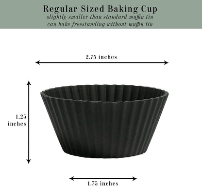 The Silicone Kitchen Reusable Silicone Bento Baking Cup, Non-Toxic, BPA Free, Dishwasher Safe Bento Box Accessories Lunch Box Dividers, Square and Rectangle, 24 Pack, Matte Black