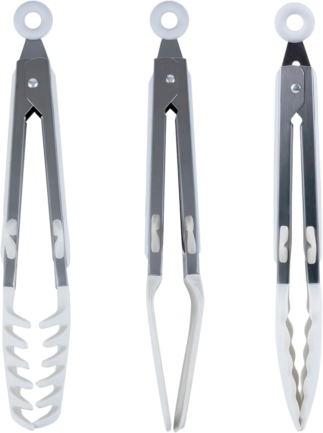 Kitchen Tongs,Set Of 3 Tongs with Silicone Tip for Cooking 9/12 Inch Stainless Steel Kitchen Tong for Meat,Food Grill,Salad,BBQ,Frying,Serving,Dishwasher (Black, 12 Inch)