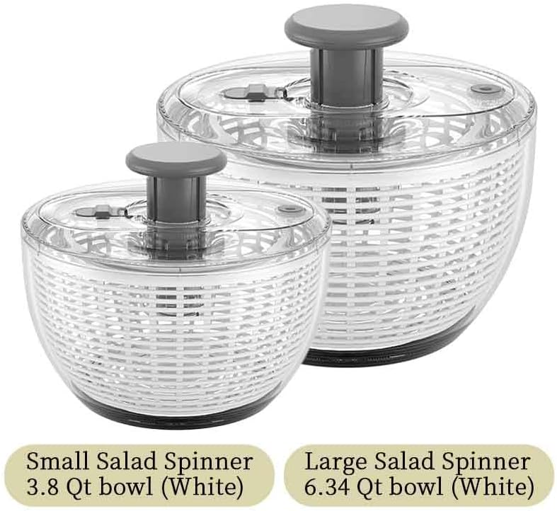 quick press salad spinner and vegetable washer tool for lettuce spinner capacity Fruit Washing Bowl with fruit washing bowl with strainer dehydrator kitchen appliances (Large - 6.34 qt)