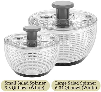 quick press salad spinner and vegetable washer tool for lettuce spinner capacity Fruit Washing Bowl with fruit washing bowl with strainer dehydrator kitchen appliances (Large - 6.34 qt)