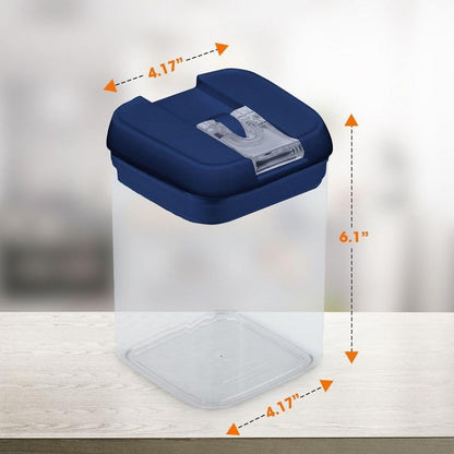 28 oz Airtight Food Storage Containers with Navy Flip-Top Lids (8-Pack), BPA-Free Stackable Pantry Organizers