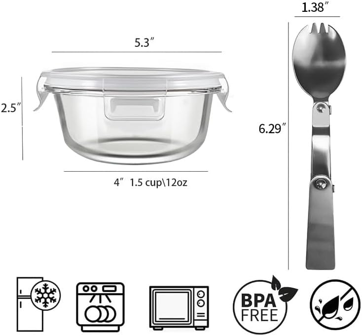 8 Pcs Square Glass Food Storage Container with Lids, 16OZ Square Glass Meal Prep Containers Set, 2 Cup glass Food Storage for Lunch Salad, Microwave, Oven, Freezer, Dishwasher Safe (4 Pack)