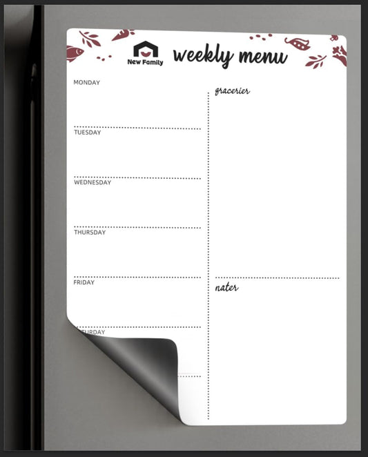NewFamily Meal Planner for Fridge 16.8" x 11.4" Menu Board for Kitchen Magnetic Refrigerator Weekly Calendar | Grocery | Shopping List | Chore Chart | Dry Erase Board to Do