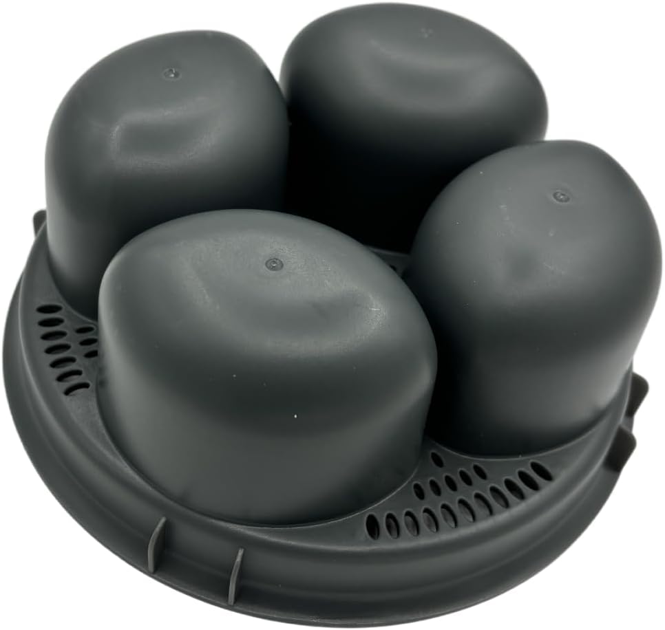 4 Eggs Egg Poacher Insert, Ceramic, Round, Blue