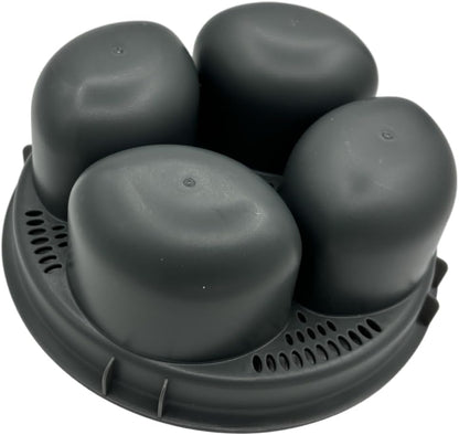4 Eggs Egg Poacher Insert, Ceramic, Round, Blue