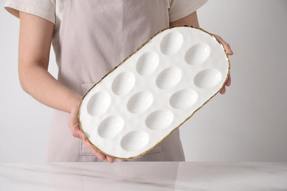 Portofino Oval Deviled Egg Tray, 14.5" x 7.75" x 1"
