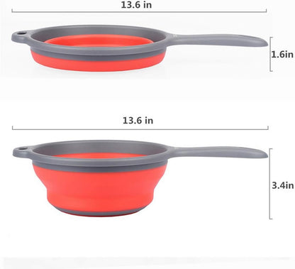 ZOER Kitchen Foldable Pasta Strainers,Collapsible Colanders with Handles,Space-Saver Folding Silicone Strainers Colander,Capacity of 2 quart (Green)