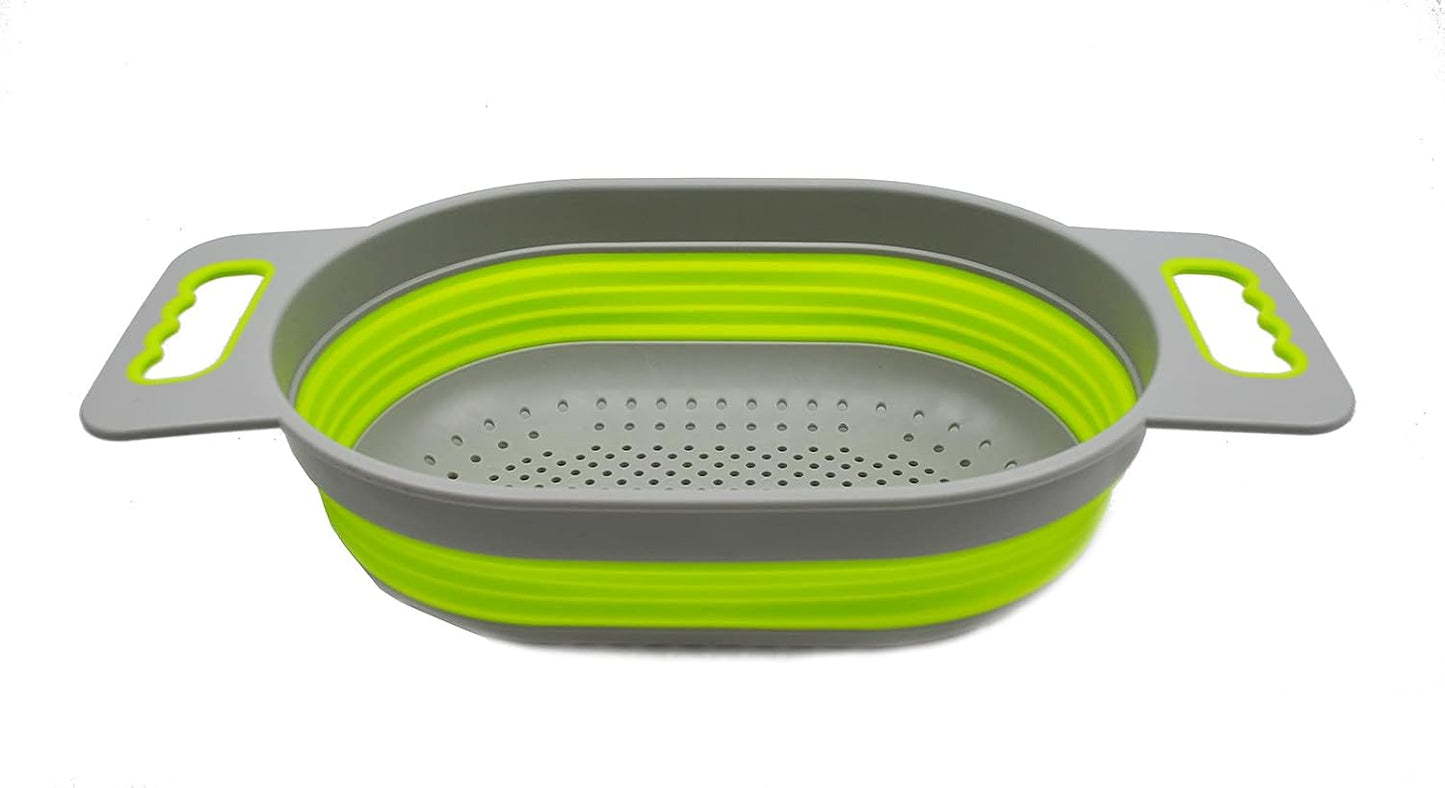 SAMMART 5L (1.3 gallon) Over The Sink Oval Colander (1, Grey/Fluorescent Green)