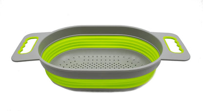 SAMMART 5L (1.3 gallon) Over The Sink Oval Colander (1, Grey/Fluorescent Green)