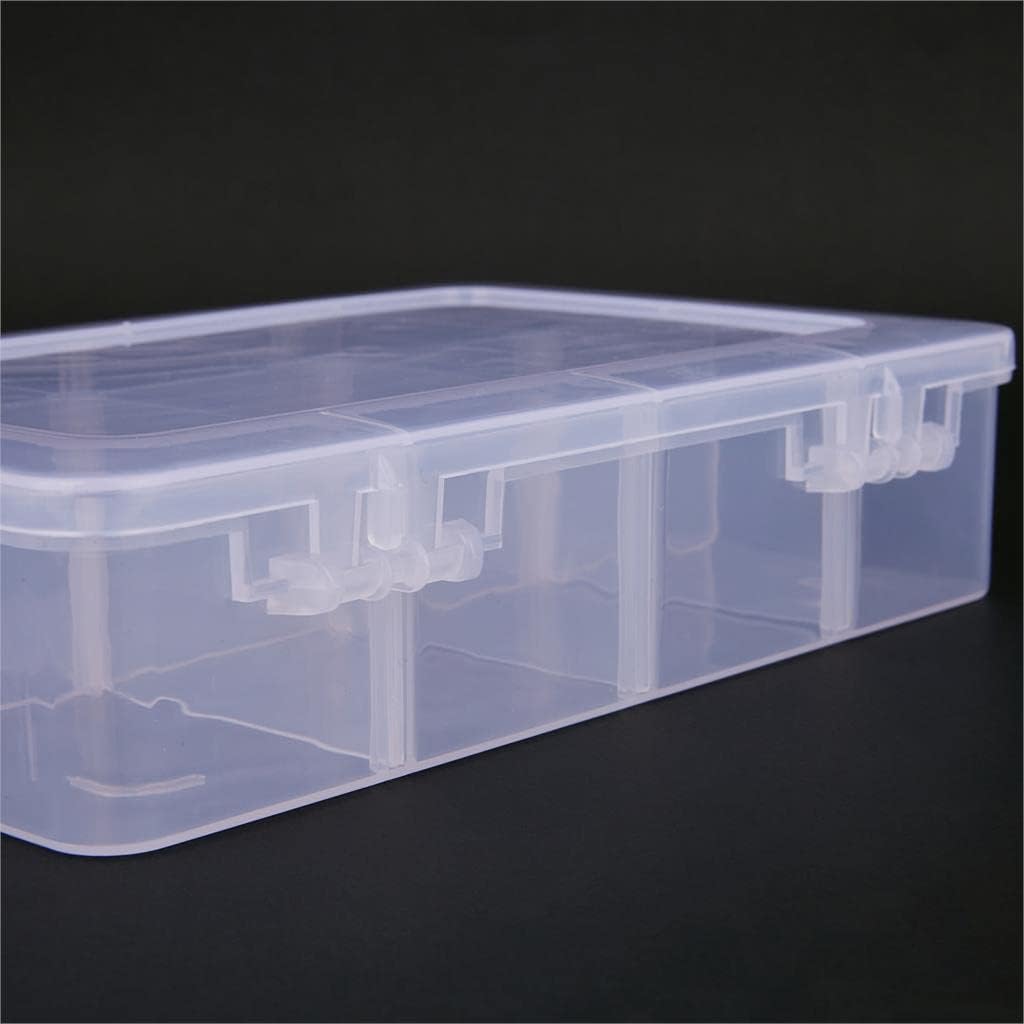 2 Pcs 8 Grids Clear Organizer Box Plastic Storage Container with Adjustable Dividers for Electronics Jewelry Beads Art DIY Crafts Fishing Small Parts