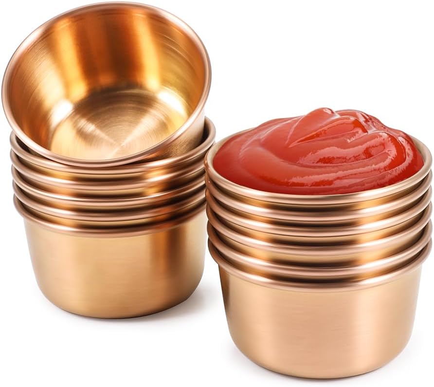 Ramekin Sauce Dipping Bowl Mini Sauce Cups Pudding Condiment Cups for Home Party Stainless Steel (Sliver 12 Pack 50ml)