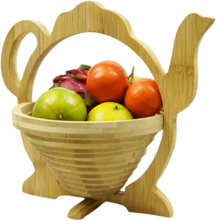 MYOSOTIS Foldable Fruit Basket Collapsible Bamboo Fruit and Veggie Basket Fruit Bowl Holder and Dried Fruit Basket For Holiday Party (Duck)
