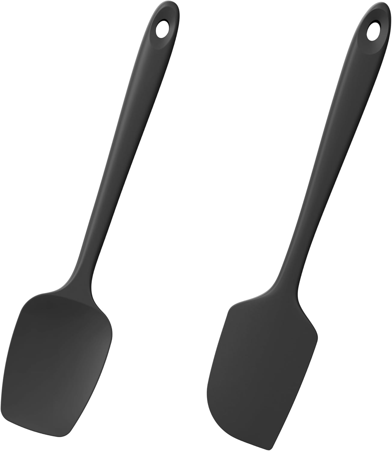 2-Piece Silicone Scraper & Spoon Spatulas: Doosu 600°F Heat Resistant Food Grade BPA Free Rubber Baking Flat Spatula Kitchen Cooking Spoonula for Mixing Scraping Folding Stirring Serving (Aqua Sky)