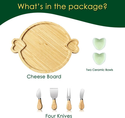 Charcuterie Boards Gift Set: Bamboo Charcuterie Cheese Board - Unique for Mom - House Warming Gifts New Home, Bridal Shower Wedding Gifts for Couple