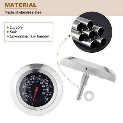 3" Face 1000F Charcoal BBQ Thermometer,1PC Barbecue Temperature Gauge
