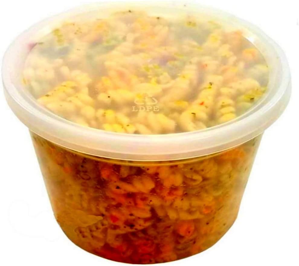 PACTOGO 64 oz (1/2 Gallon) Heavy Duty Round Plastic Deli Soup Containers with Lids, For Meal Prep Containers | BPA Free | Stackable | Leakproof | Microwave/Dishwasher/Freezer Safe (Pack of 10 Sets)
