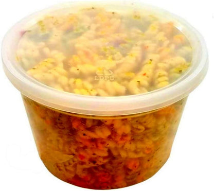 PACTOGO 64 oz (1/2 Gallon) Heavy Duty Round Plastic Deli Soup Containers with Lids, For Meal Prep Containers | BPA Free | Stackable | Leakproof | Microwave/Dishwasher/Freezer Safe (Pack of 10 Sets)