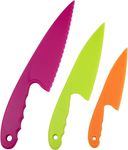 Xhziy 3 Piece Lettuce Knife Set, Nylon Cutters for Fruit and Kids