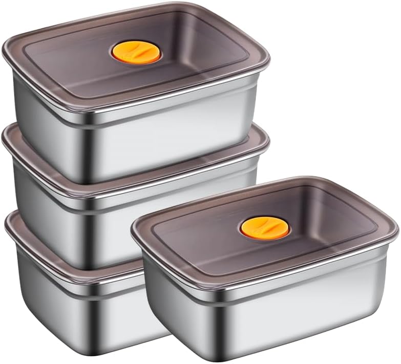 GIUOIDUO stainless steelFood Storage Containers setsstorage box with lidfreezer FrozenKitchen tray with lidOven plateSide dish plate Freezer & Dishwasher Safe