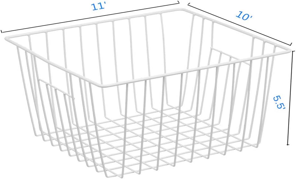 16Lx12W inch Wider Freezer Storage Organizer Baskets Container, Deep Metal Wire Chest Upright Refrigerator Divider Bins with Built-in Handles for Cabinet, Pantry, Closet, Kitchen(3)