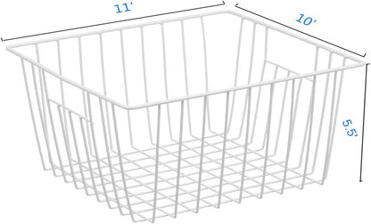16Lx12W inch Wider Freezer Storage Organizer Baskets Container, Deep Metal Wire Chest Upright Refrigerator Divider Bins with Built-in Handles for Cabinet, Pantry, Closet, Kitchen(3)