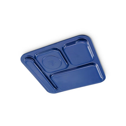 Carlisle FoodService Products Melamine Lunch Tray with 4 Compartments, Right Handed Cafeteria Tray with Divided Compartments for Food, 10" x 9.75", Dark Blue