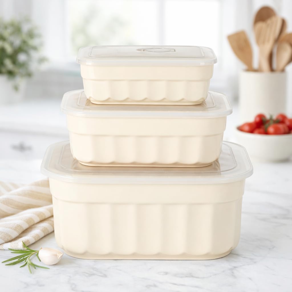 Martha Stewart Shadowbrook 5-Piece Borosilicate Glass Storage Container Set – Airtight Locking Lids, 21.6 oz Meal Prep, Leftover & Lunch Containers, Microwave, Oven & Dishwasher Safe