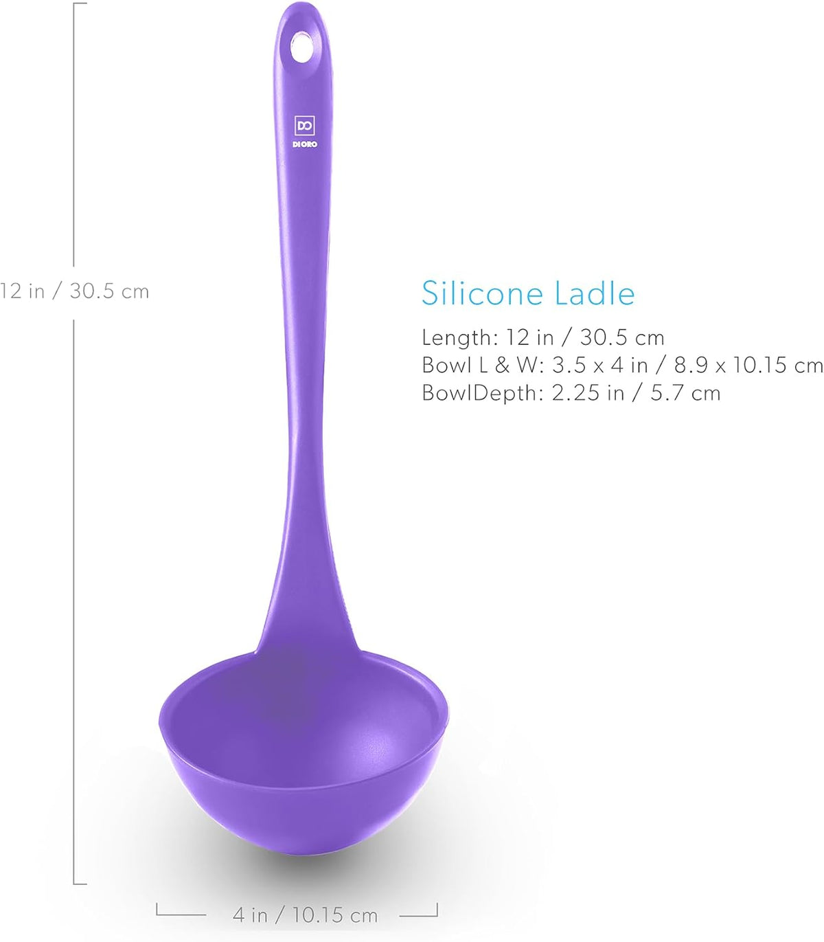 DI ORO Silicone Ladle - Soup & Serving, 600F Heat Resistant, Black