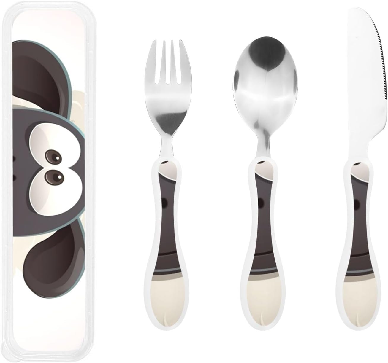 3-Piece Kids Silverware Set With Storage Case, Stainless Steel Reusable Children Safe Knife Spoon Fork Set Black White Stripes Red Rose Flowers Children Flatware Set For Kids Lunch Box
