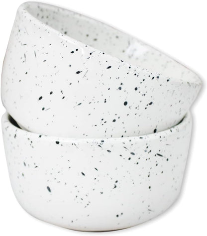 roro Ceramic Stoneware Mini Pinch Bowls Set of 6, Hand-Molded Artisanal Glossy Speckled White, Salt Pepper Spices and Seasoning - Cute and Elegant Kitchen Addition