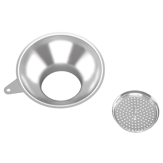 Serinar Stainless Steel Metal Canning Funnel with Removable Strainer - for Jams, Pickles and Home Preserving, Dishwasher Safe Kitchen Tool (2.78 Inch Wide Mouth Bore for Wide Mouth Mason Jars)