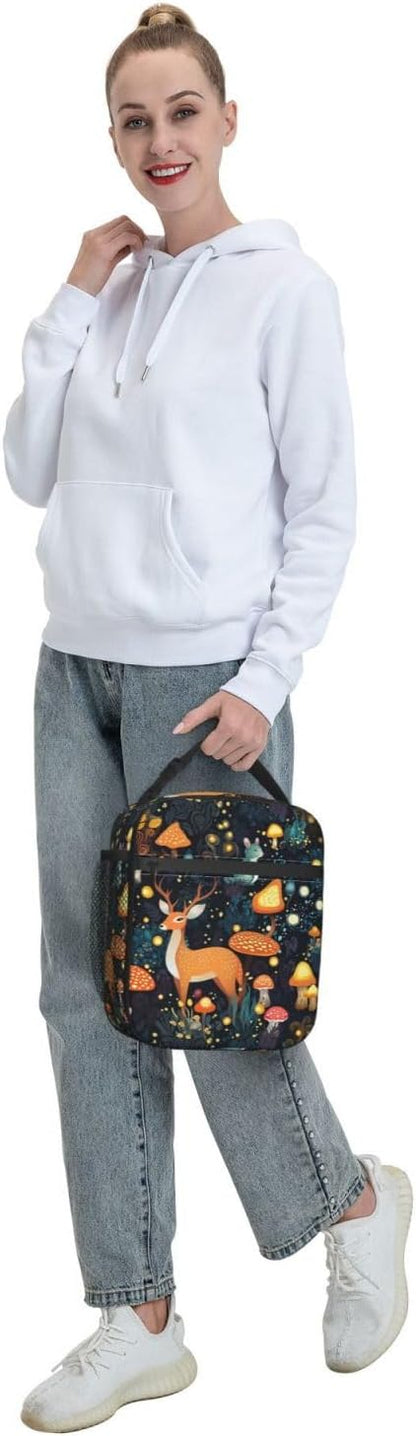 Black Cat Reusable Lunch Box Food Bag Insulated Lunch Bag for Teenage Boys Girls School Beach
