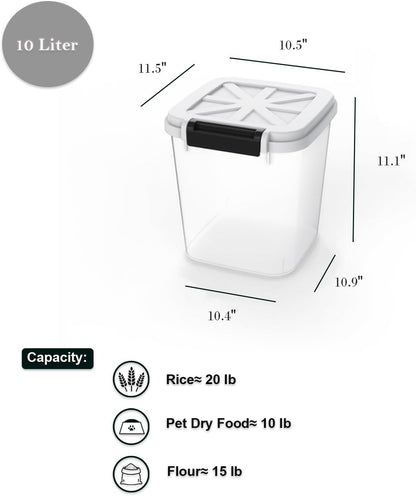 HANAMYA 40 LB Rice Storage Container with Measuring Cup, BPA free, For Rice | Grain | Pet Food | Flour, 2 count, Clear & Black