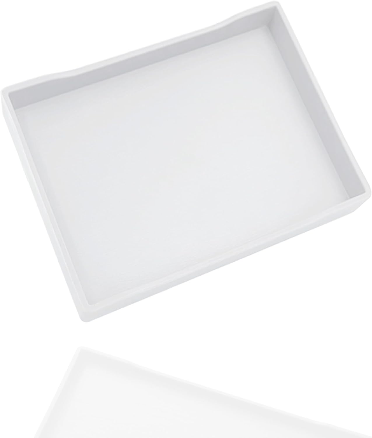 White Serving Tray (13.5 x 9.6 inch) for Serving Accessory, Elegant & Stackable Plastic Tray for Spa, Coffee, Drinks, Tea, Bar, Party, Seasoning, Perfume and Display Use.