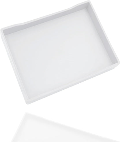 White Serving Tray (13.5 x 9.6 inch) for Serving Accessory, Elegant & Stackable Plastic Tray for Spa, Coffee, Drinks, Tea, Bar, Party, Seasoning, Perfume and Display Use.