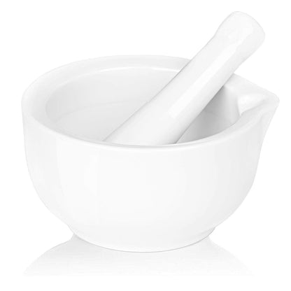 LEETOYI Small Ceramic Mortar Pestle Set, Herb Grinder Pill Crusher 3.3-inch