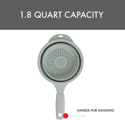 Dexas 10" Collapsible Silicone Colander in Cream, Kitchen Strainer with Handles, 15.1 Cup Capacity | BPA-Free, Heat-Resistant, Space-Saving Kitchen Tool