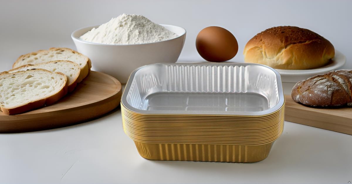 Aluminum Foil Pans with lids 10pack Heavy Duty 2LB Small foil pan 8.5"×6" Disposable, For Microwave & Oven Safe Cooking,Baking,A takeaway food container,Gold