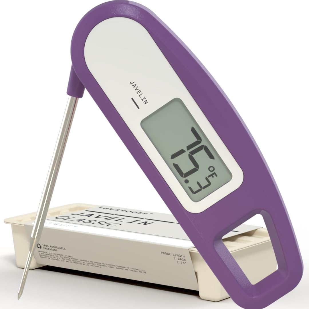Lavatools Javelin® Ultra-Fast 3-Second Digital Instant Read Meat Thermometer for Grill and Cooking, 2.75" Probe, Compact Foldable Design, Large Display, IP65 Water Resistant, NSF Certified – Sesame