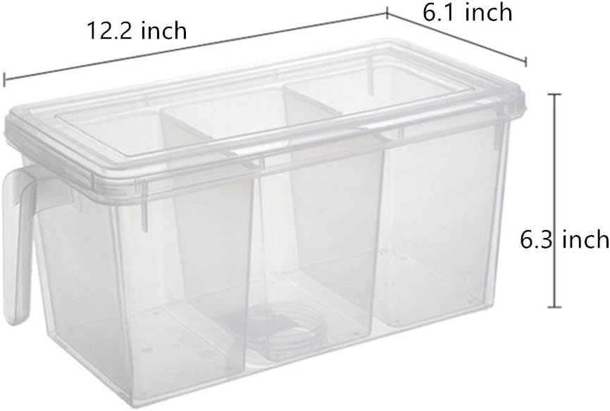 2 Pack Plastic Divided Veggie Storage Containers with Lids and Handles for Fridge Storage Organizer Boxes for Refrigerator Produce Beans Fruits Organzation