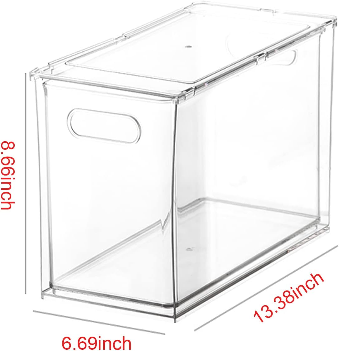 Abiudeng 2 Pack Stackable Refrigerator Organizer Bins with Pull-out Drawer, Drawable Clear Fridge Drawer Organizer with Handle, Plastic Kitchen Pantry Storage Containers