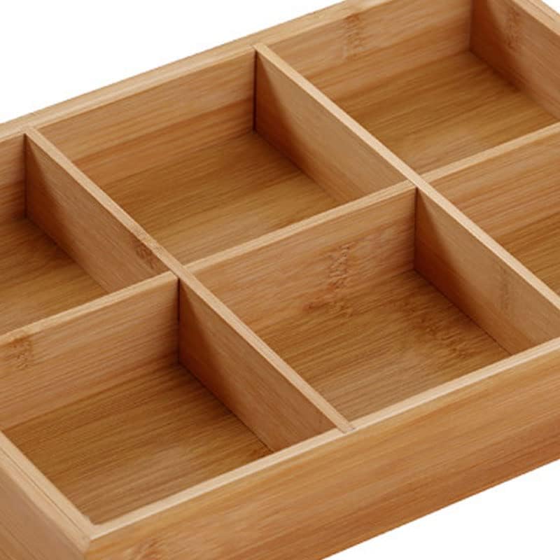 Divided Wooden Tray, Multi Compartments Wooden Serving Tray for Sushi and Hot Pot Restaurants Food Organizer Platter Natural Safe Smooth Polished Surface for Vegetables Snacks Appetizers