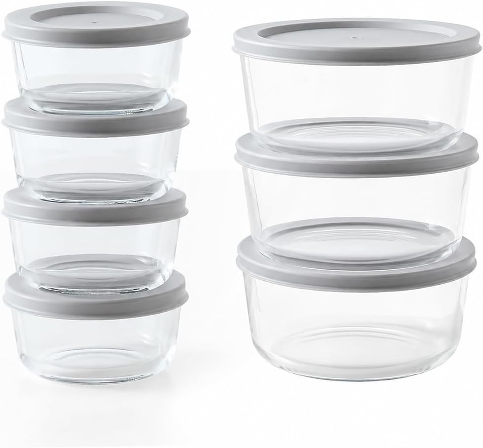 6-Piece Glass Food Storage Containers Set (3 Containers + 3 BPA-Free Lids) | 2-Cup, Leakproof | Microwave, Freezer, Oven & Dishwasher Safe | Ideal for Meal Prep & Pantry Organization, Pistachio