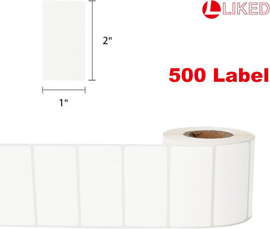 L LIKED 500 Stickers 1" x 2" White Dissolvable Food Labels for Containers -500 Labels/Roll