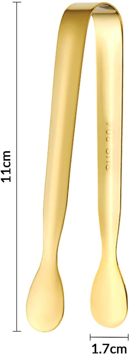 4.33 Inch Stainless Steel Ice Tongs for Ice Bucket，Metal Sugar Cube Mini Tongs，Set of 3 (Black-A)