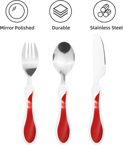 Stainless Steel Kids Silverware Set, Two Red Bell Peppers Utensil Set Reusable Children Safe Knife Spoon Fork Set With Storage Case Dishwasher Safe For Lunch, Travel Outdoors
